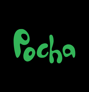 Pocha logo in green text on black background