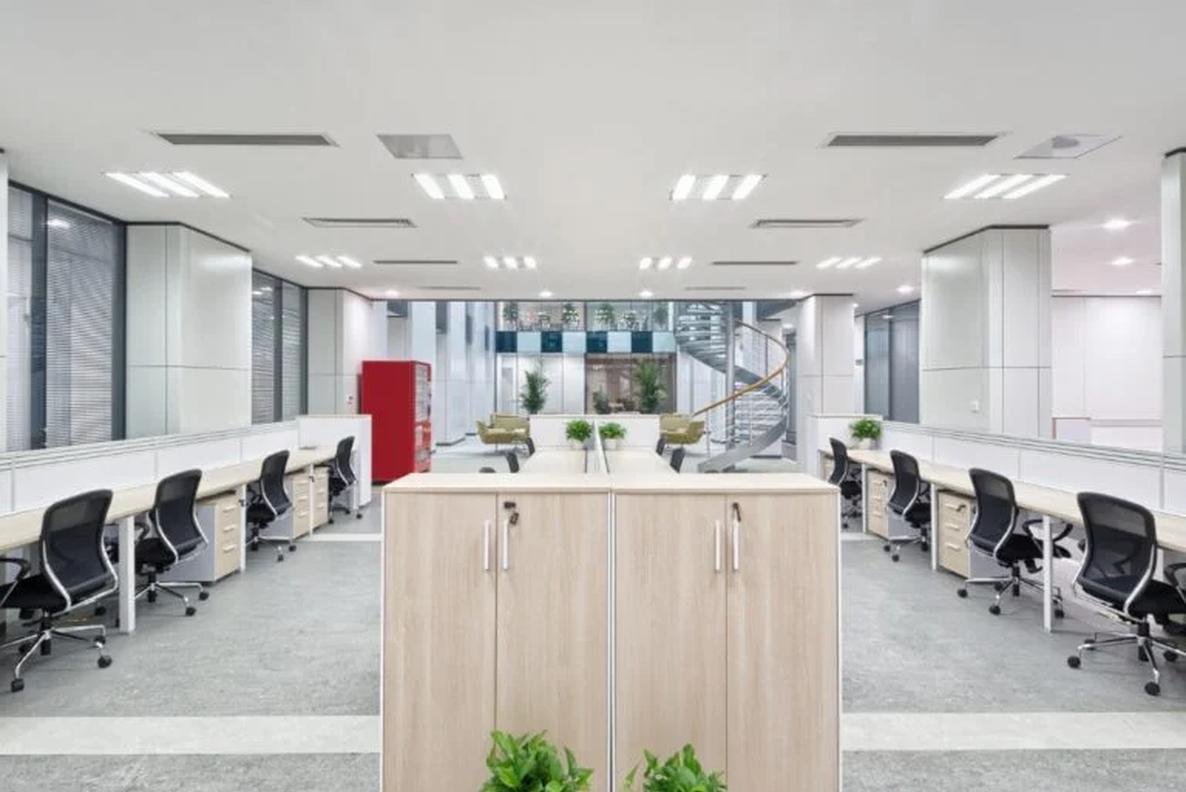 A well-maintained office space with recurring cleaning.